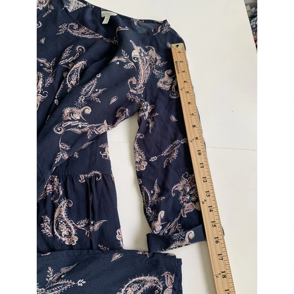 Garnet Hill Womens Dress 8‎ Dark Floral Paisley Fairy Country Blue Wedding Guest